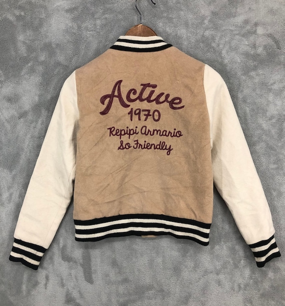 Repipi Armario Brown Varsity Jacket Women Snap Button Repipi Armario Brown Varsity Jacket Women Snap Button
