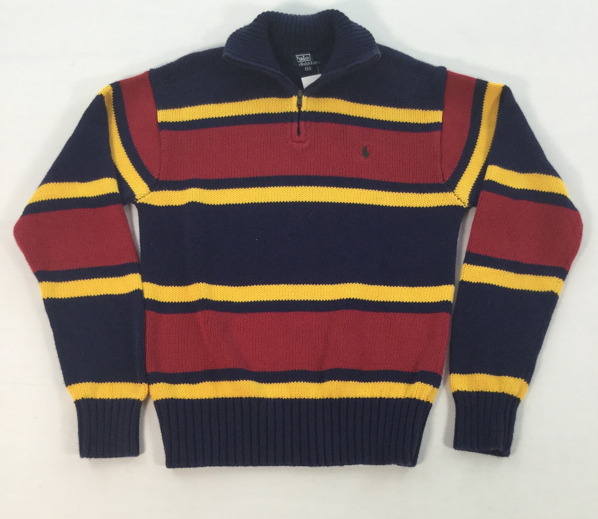 Vintage POLO RALPH LAUREN Half Zipper Striped Kids Sweatshirt ...