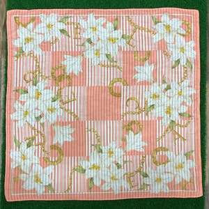 Vintage Elegance SA Paris Flowers Handkerchief Floral Neckerchief  Pocket Square Designer  Men Women Luxury Gifts