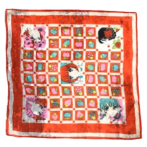 Fazzoletto in nylon vintage con motivo anime giapponese: fazzoletto da collo con motivo cartoon