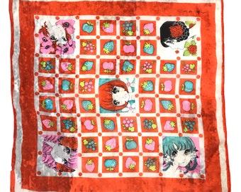 Pañuelo de bolsillo con diseño de dibujos animados japoneses vintage, pañuelo para el cuello, pañuelo japonés, arte de pintura, elegante, informal, clásico, anime