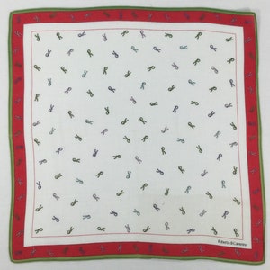 Vintage Roberta Di Camerino Monogram Handkerchief Neckerchief Bandana Pocket Square  Designer Hanky  Luxury Gifts Men Women