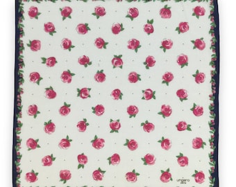 Fazzoletto vintage Emanual Ungaro Paris con fiori Fazzoletto da collo floreale Fazzoletto da taschino autentico designer Hanky Regali di lusso uomo donna