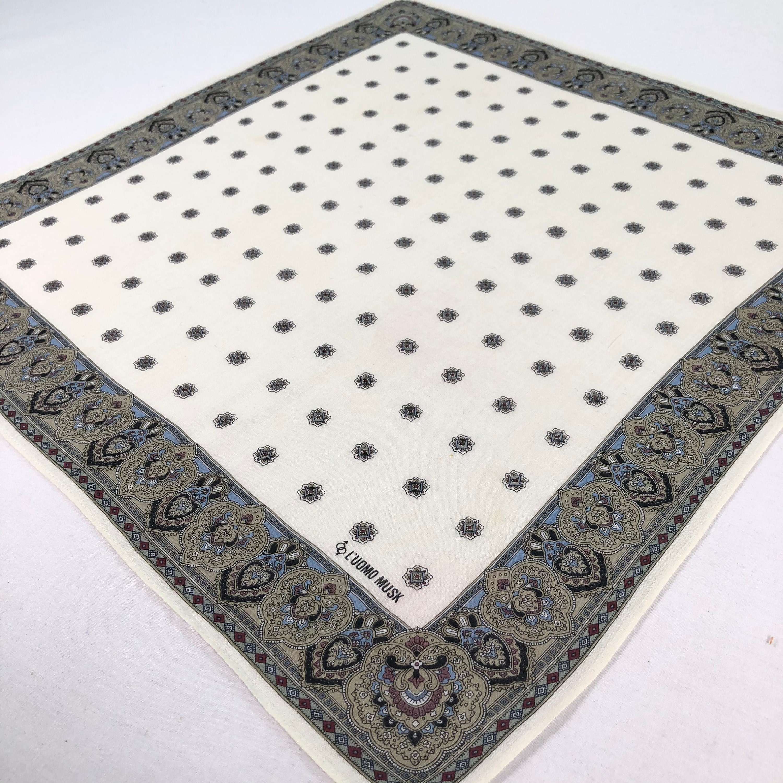 Vintage Luomo Musk Handkerchief Neckerchief Hanky Cotton Bandana