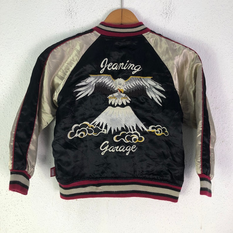 Broderie japonaise vintage Eagle Mountain Varsity Kids Jacket Sukajan Jacket Kids Japan Souvenir Jacket Art Streetwear Cadeaux Rétro image 1