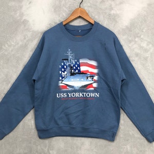 Vintage Uss Yorktown Sweatshirt Uss Yorktown Crewneck Battleship Sweater Military Navy Army Men Women Size S