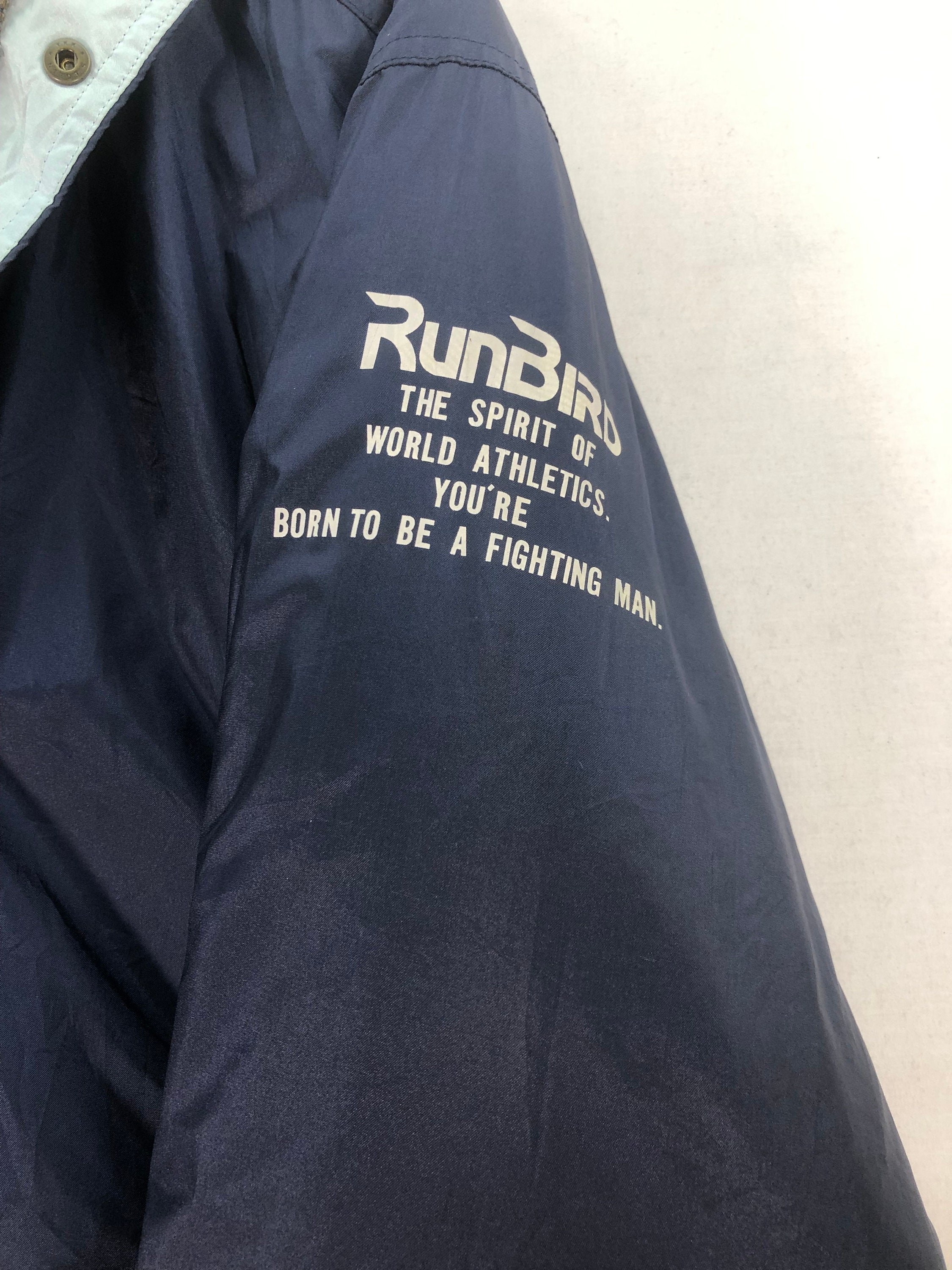 Vintage 90's Mizuno Runbird Windbreaker Jacket / Snap Button/ Blue