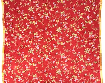Vintage Kenzo Floral Handkerchief Red / Flower Neckerchief / Pocket Square/ Designer Luxury Hanky