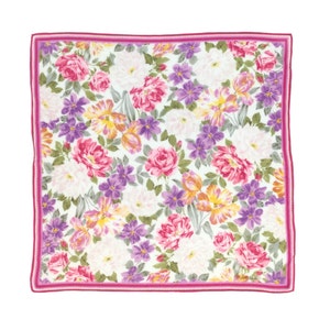 vintage Ysl Flower Mouchoir Floral Yves Saint Laurent Foulard Pochette De Cou Designer Hanky Classique Élégant Luxe Femmes