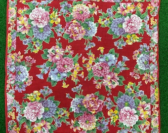 vintage Mouchoir à fleurs Kenzo Foulard floral Pochette de costume authentique Designer Hanky Classique Élégant Élégant Rouge