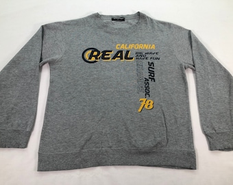 Felpa vintage California Surf Champs Surf girocollo Surf Jumper grigio Beach Streetwear unisex taglia