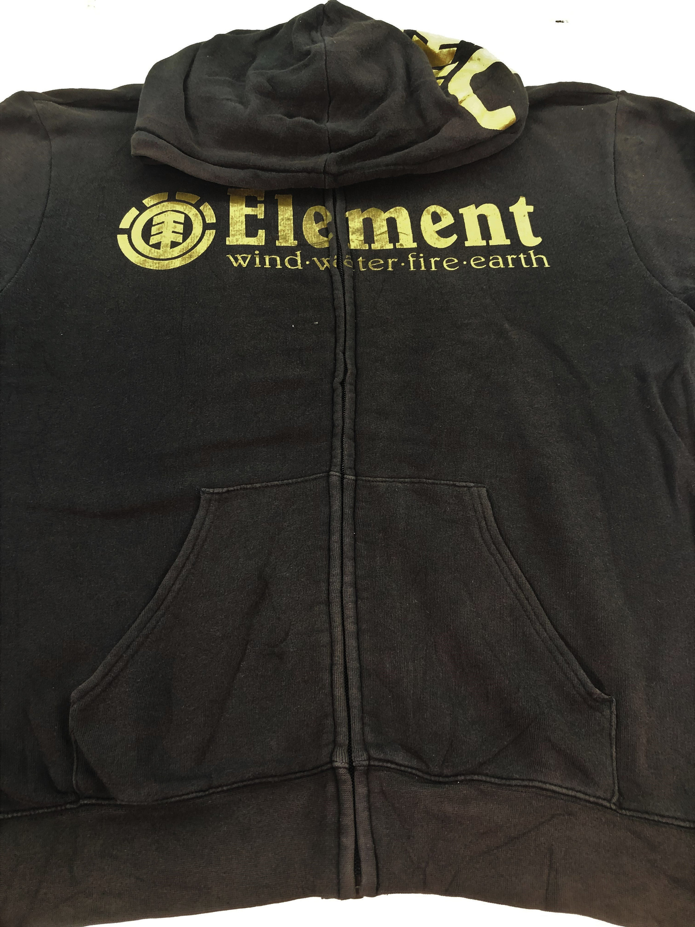 Vintage Element Zipper Hoodie Sweatshirt Medium Faded Black Vintage Element Zipper Hoodie Sweatshirt Medium Faded Black