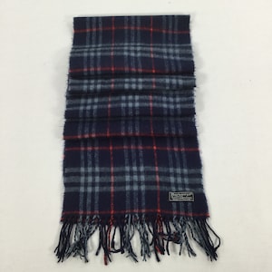 Vintage Burberry Blauwe Lamswollen Sjaal Uitlaat Burberrys Sjaal Nekwarmer Designer Sjaals Luxe Geschenken Mannen Vrouwen