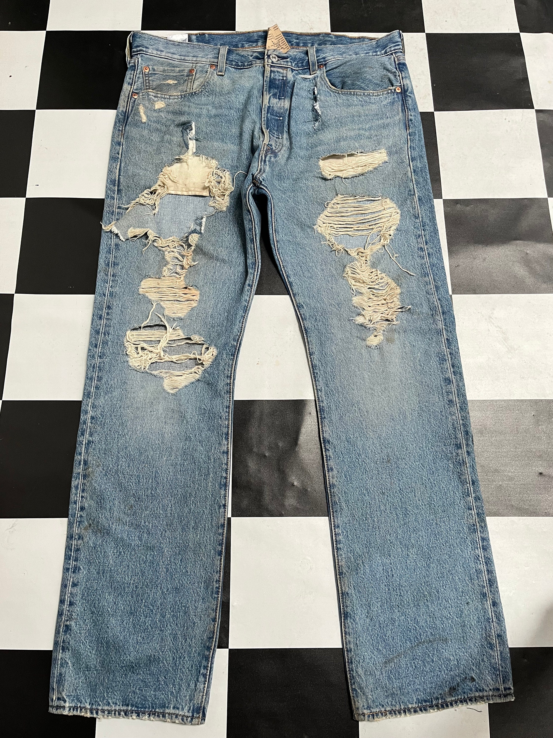 Vintage Levis 501 Ripped Jeansdistressed Jeans Light Wash - Etsy Norway