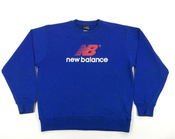 Sudadera azul vintage New Balance Sudadera con cuello redondo New Balance Jersey con lunares Ropa de calle informal para hombre y mujer Talla L
