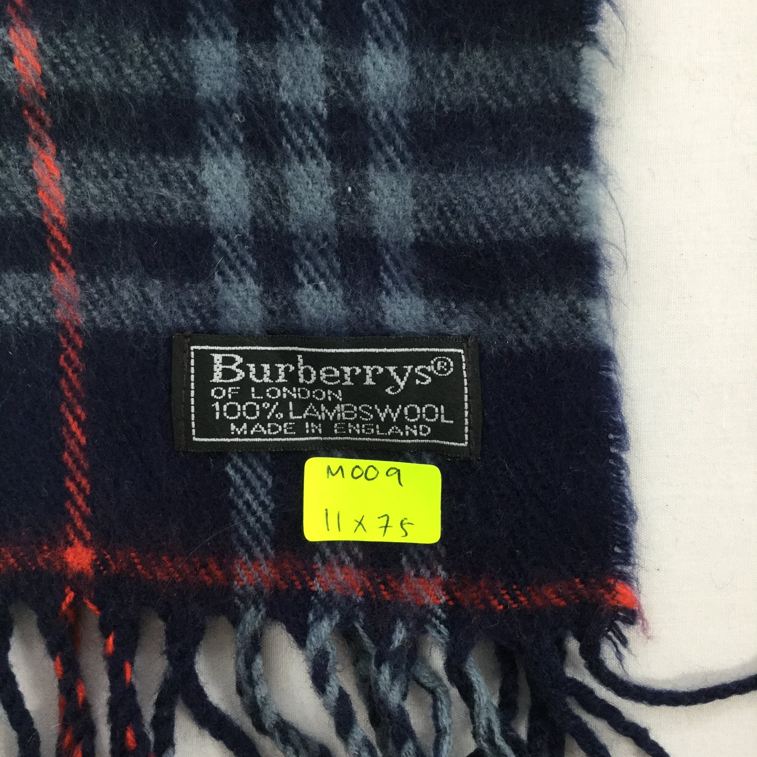 Vintage Burberry Blue Lambswool Scarf Muffler Burberrys Neck