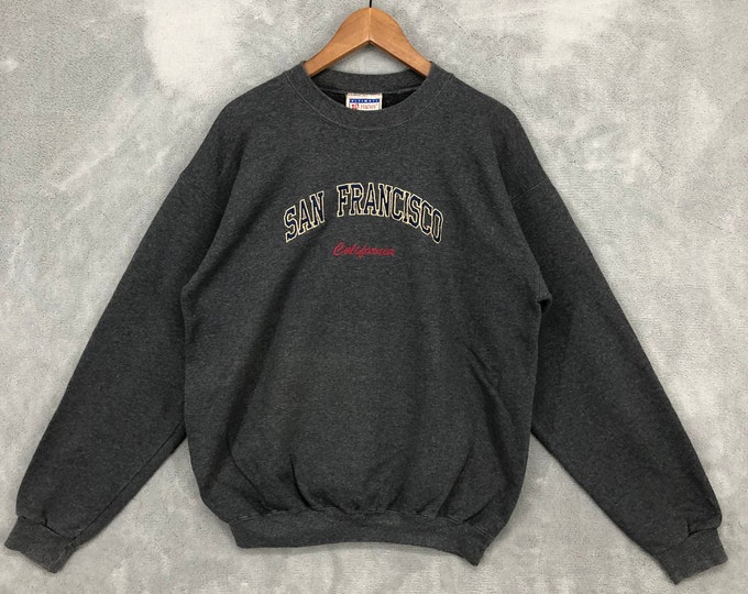 Vintage San Francisco Embroidery Sweatshirt San Francisco Crewneck California Sweater San Francisco Jumper Hanes Art Gifts Men Women Size M