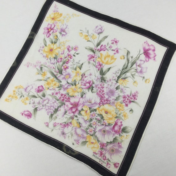 Vintage Yves saint laurent  Flowers Handkerchief … - image 3