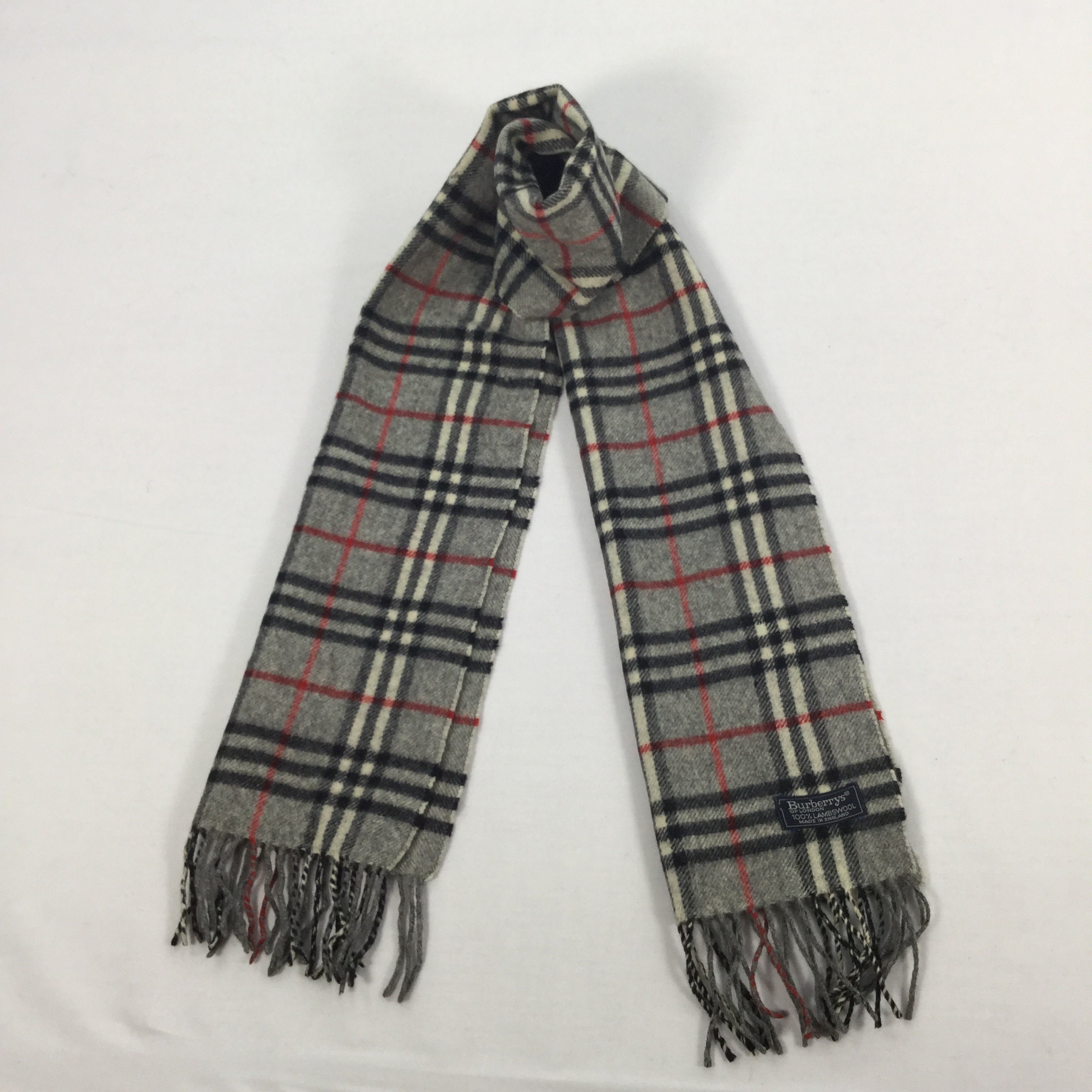 マフラー・ストール Burberry SS25 Embroidered wool scarf (8102536 A9392) Vintage Burberry Gray Lambswool Scarf Muffler Burberrys Neck