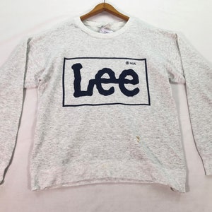 Vintage 90s Lee Crewneck Sweatshirt White Jumper Made in usa Unisex Size M