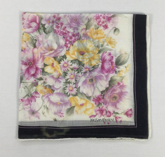 Vintage Yves saint laurent  Flowers Handkerchief … - image 4