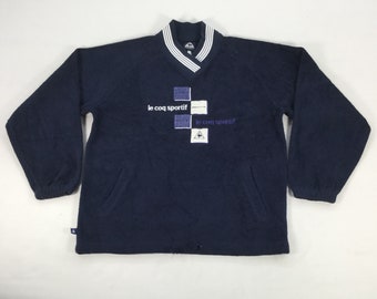 Sudadera vintage de polar Le Coq Sportif: logotipo bordado, talla M