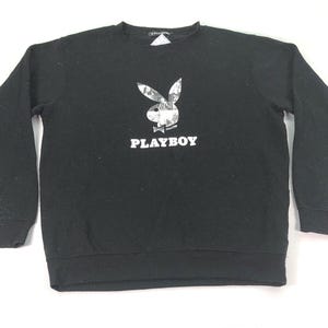 Playboy Women Sweatshirt Playboy Crewneck playboy Black Pullover Sweater Casual logo Streetwear  Size L