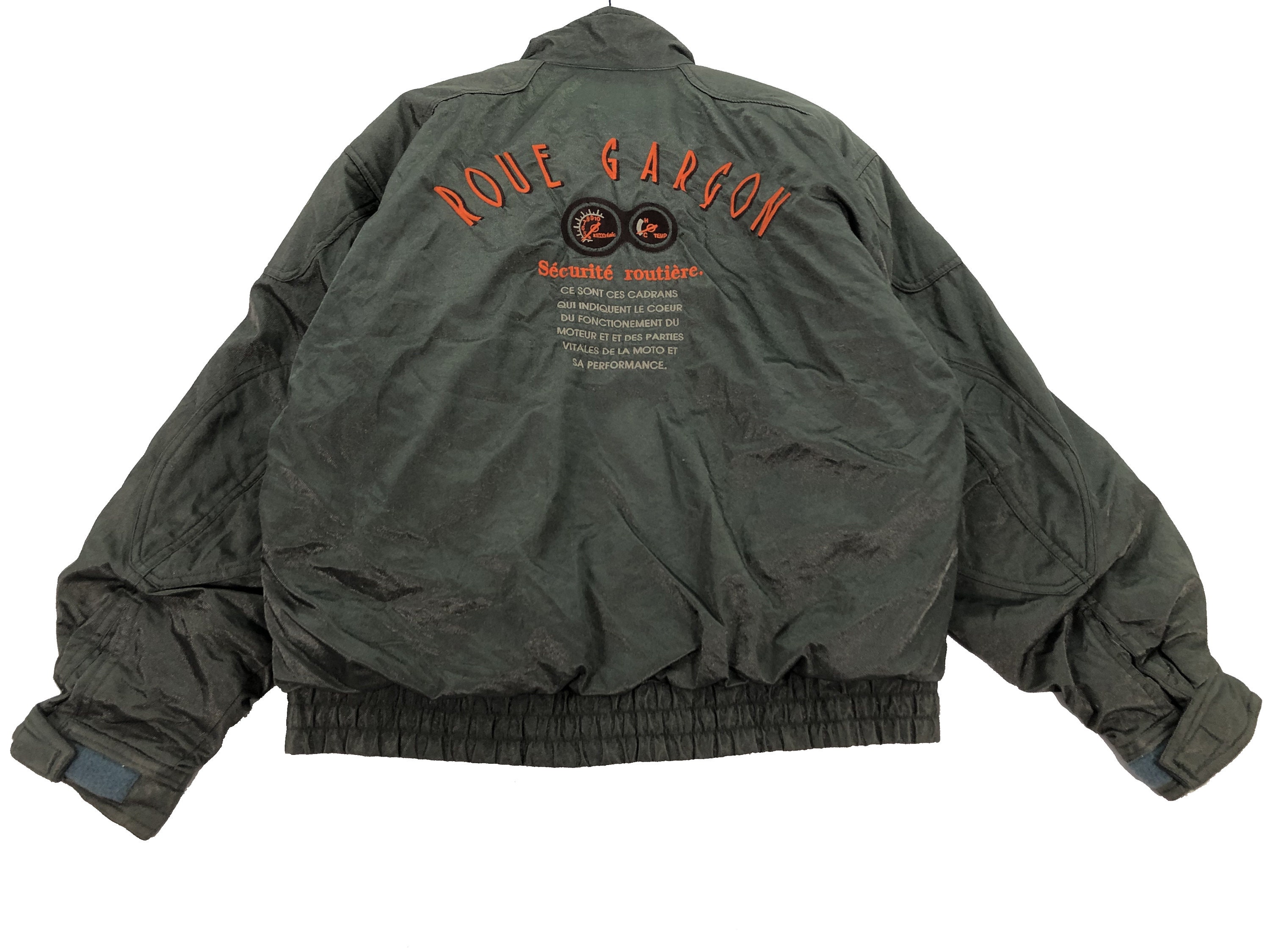 Vintage Green Roue Garcon Securite Routiere Jacket Large Snap