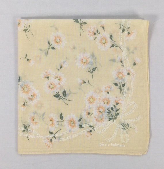 Vintage Pierre Balmain Flower Handkerchief Pierre… - image 4
