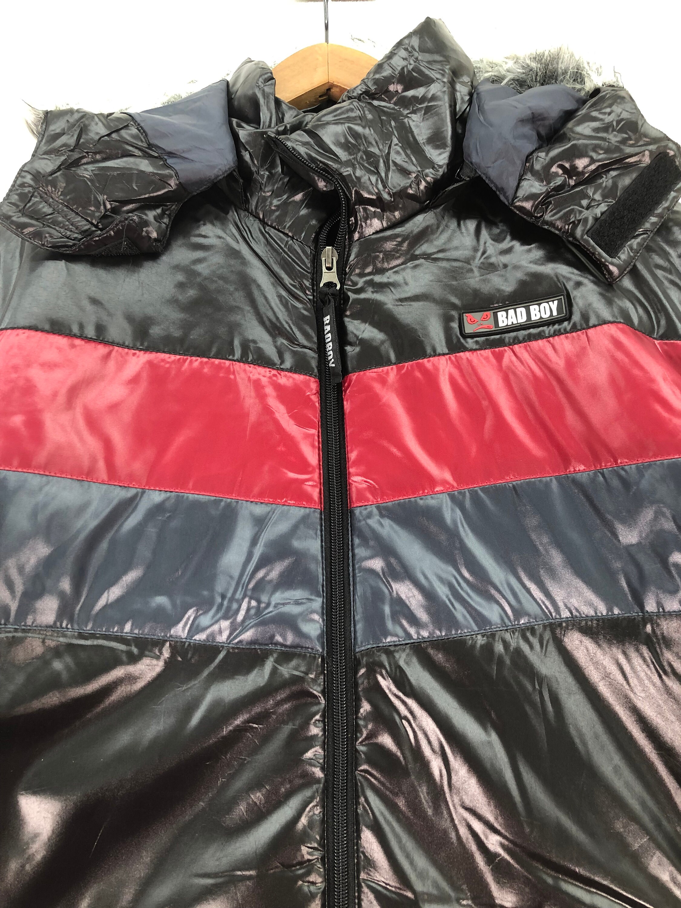 Vintage Bad Boy Puffer Jacket: Fur Hoodie, Streetwear Vintage Bad Boy Puffer Jacket: Fur Hoodie, Streetwear