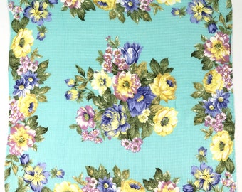 Vintage Kenzo Flowers Handkerchief Kenzo Floral Neckerchief Pocket Square Bandana Authentic Designer Hanky Multicolor Luxury Gifts