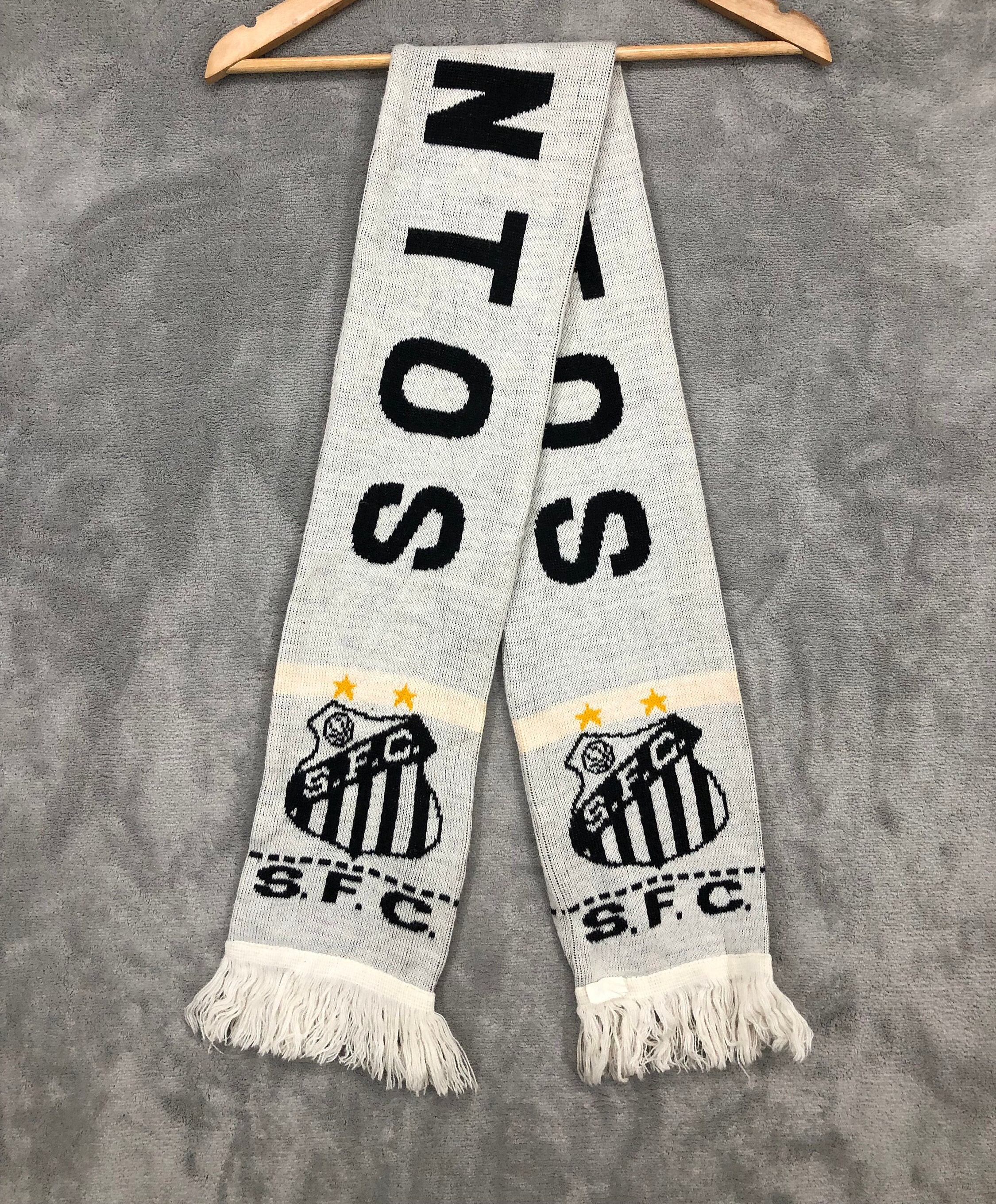 Bufanda vintage del Santos Fc, bufanda para el cuello, calentador de cuello, ropa para el cuello, club de fútbol, Brasil, para aficionados, deportiva, informal, clásica, de invierno, blanca, unisex