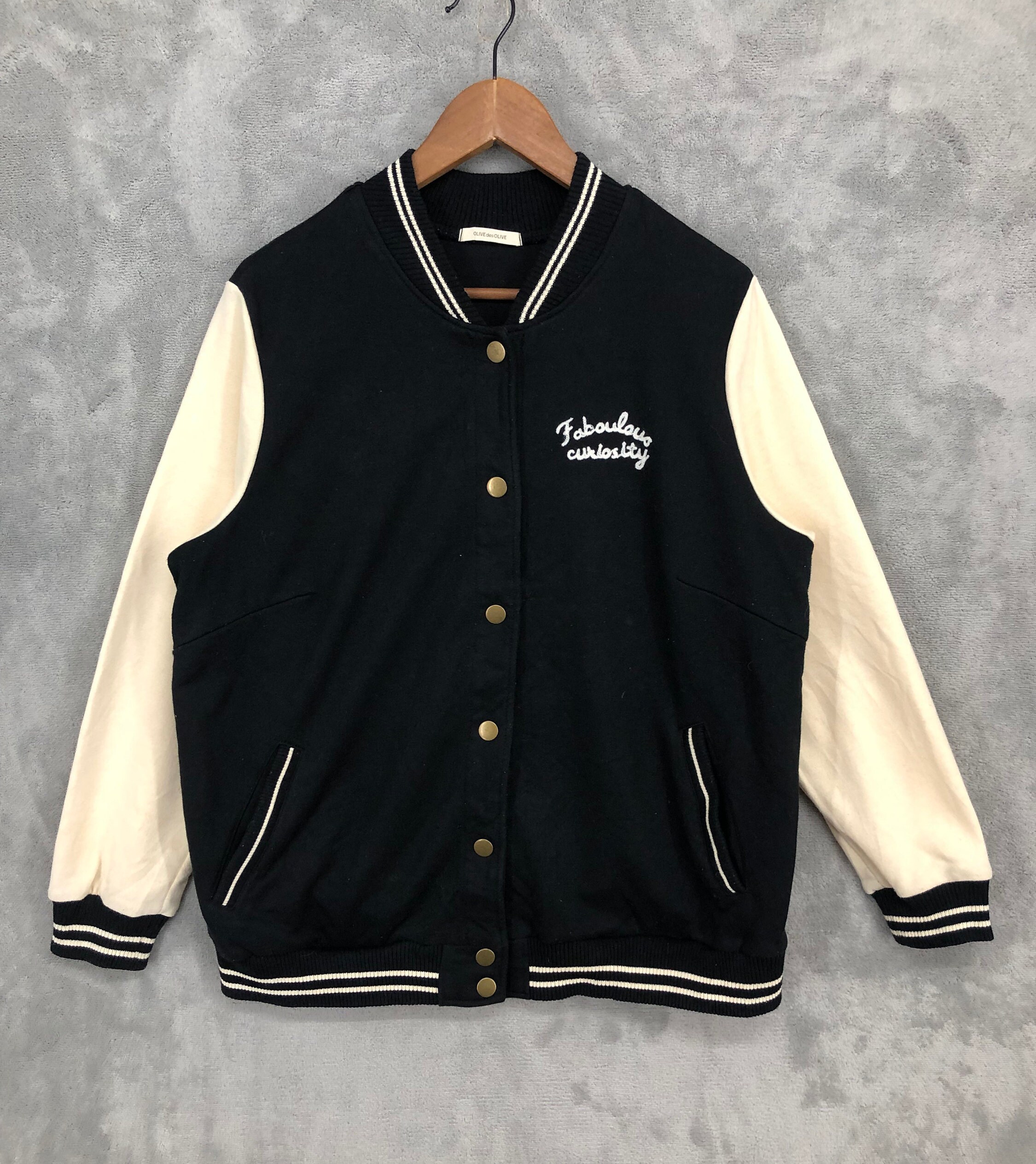 Olive varsity jacket sale