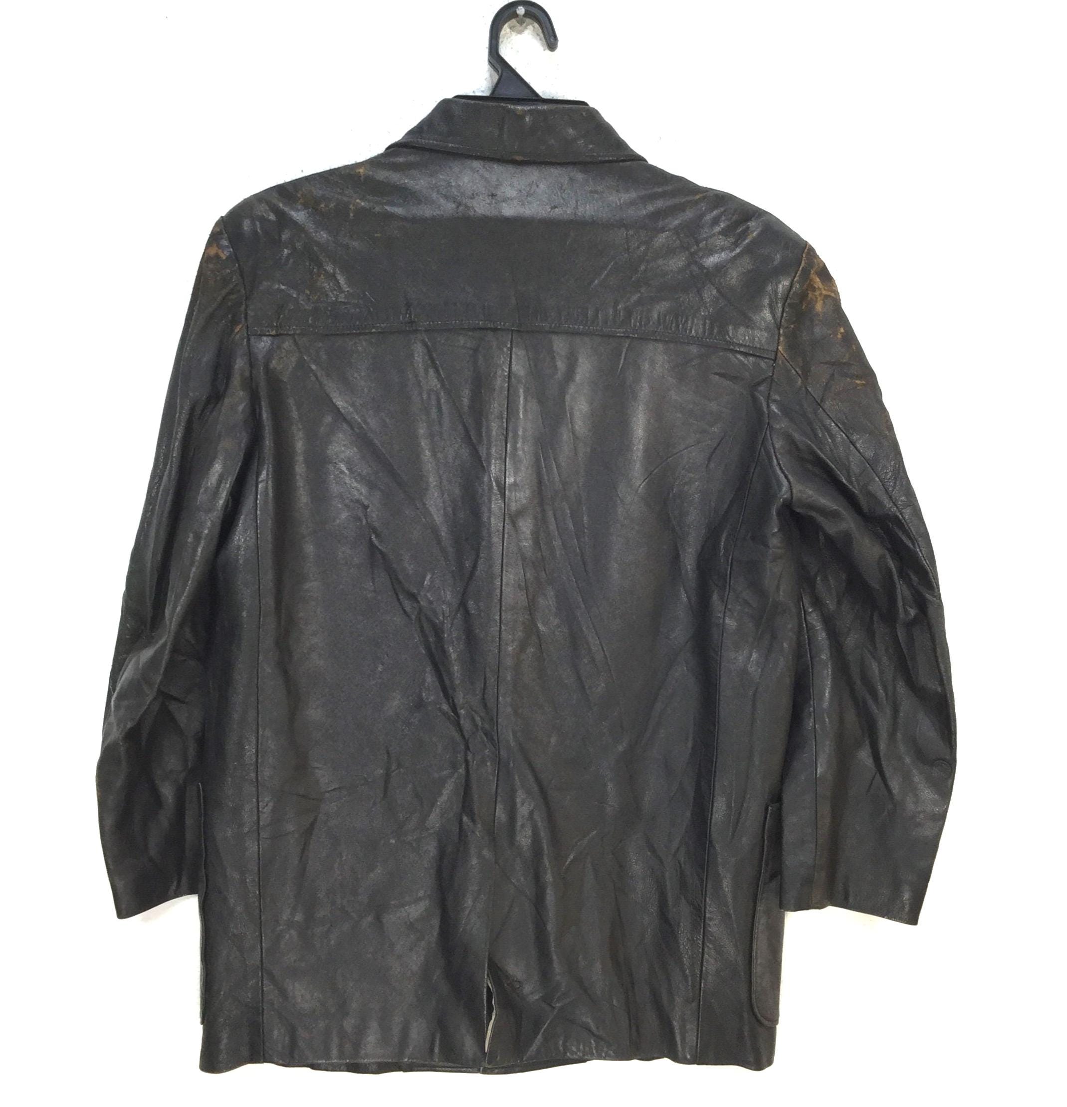 新発売の Vintage 90s Black Leather Jacket Coat Cow Leather Double ジャケット・アウター