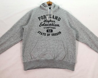 Vintage PORTLAND Higher Education Hoodie femme État de l'Oregon sweat-shirt University College gris pull femme taille L