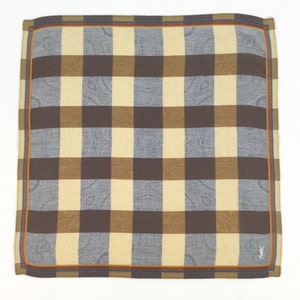 Vintage Ysl Checkered Handkerchief Yves Saint Laurent  Neckerchief Pocket Square Bandana Designer Hanky Men Women Luxury Gift