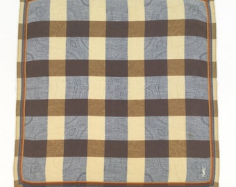 Pañuelo vintage a cuadros YSL, Yves Saint Laurent, pañuelo para el cuello, pañuelo de bolsillo, bandana, de diseñador, de lujo