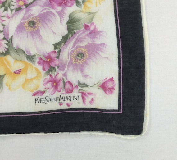 Vintage Yves saint laurent  Flowers Handkerchief … - image 6