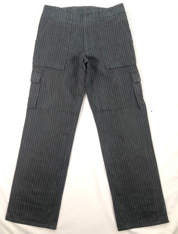 Vintage Hickory Striped Cotton Cargo Pants Waist 30