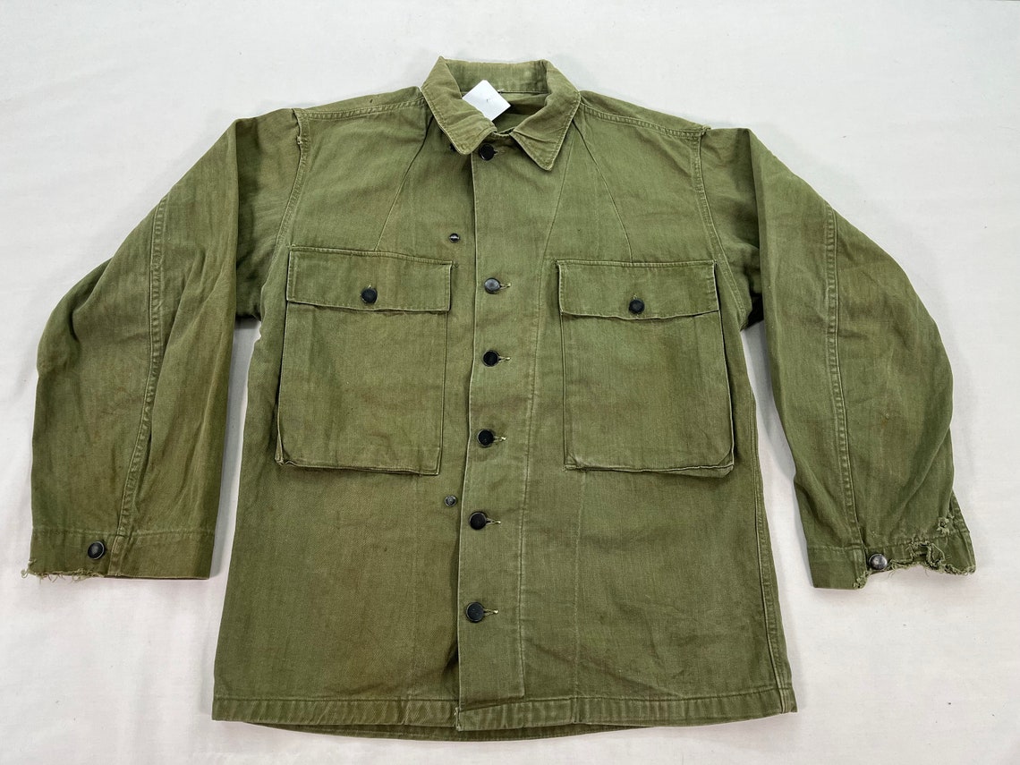 Vintage Hbt Military Jacket Medium Army Green Jacket - Etsy