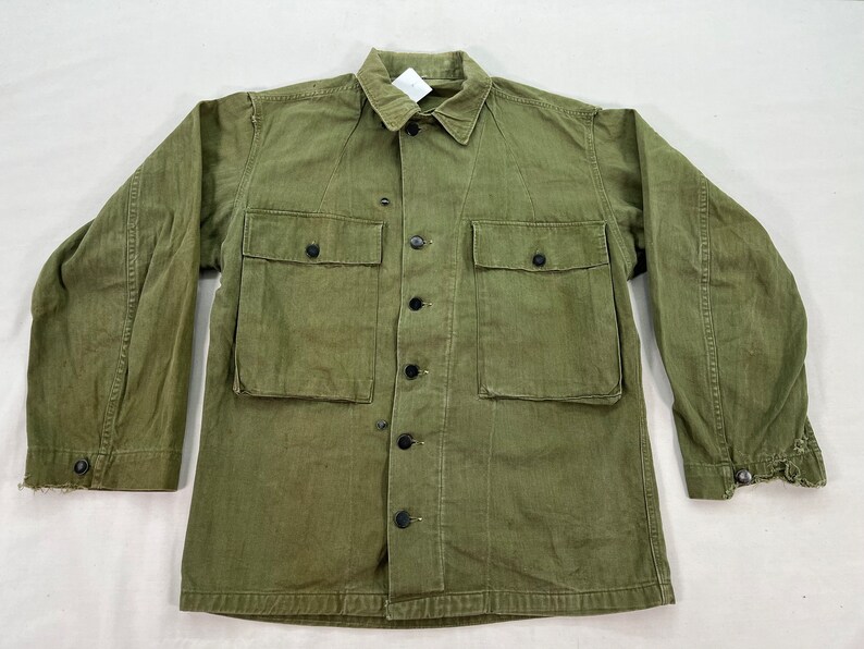 Vintage Hbt Military Jacket Medium Army Green Jacket Etsy