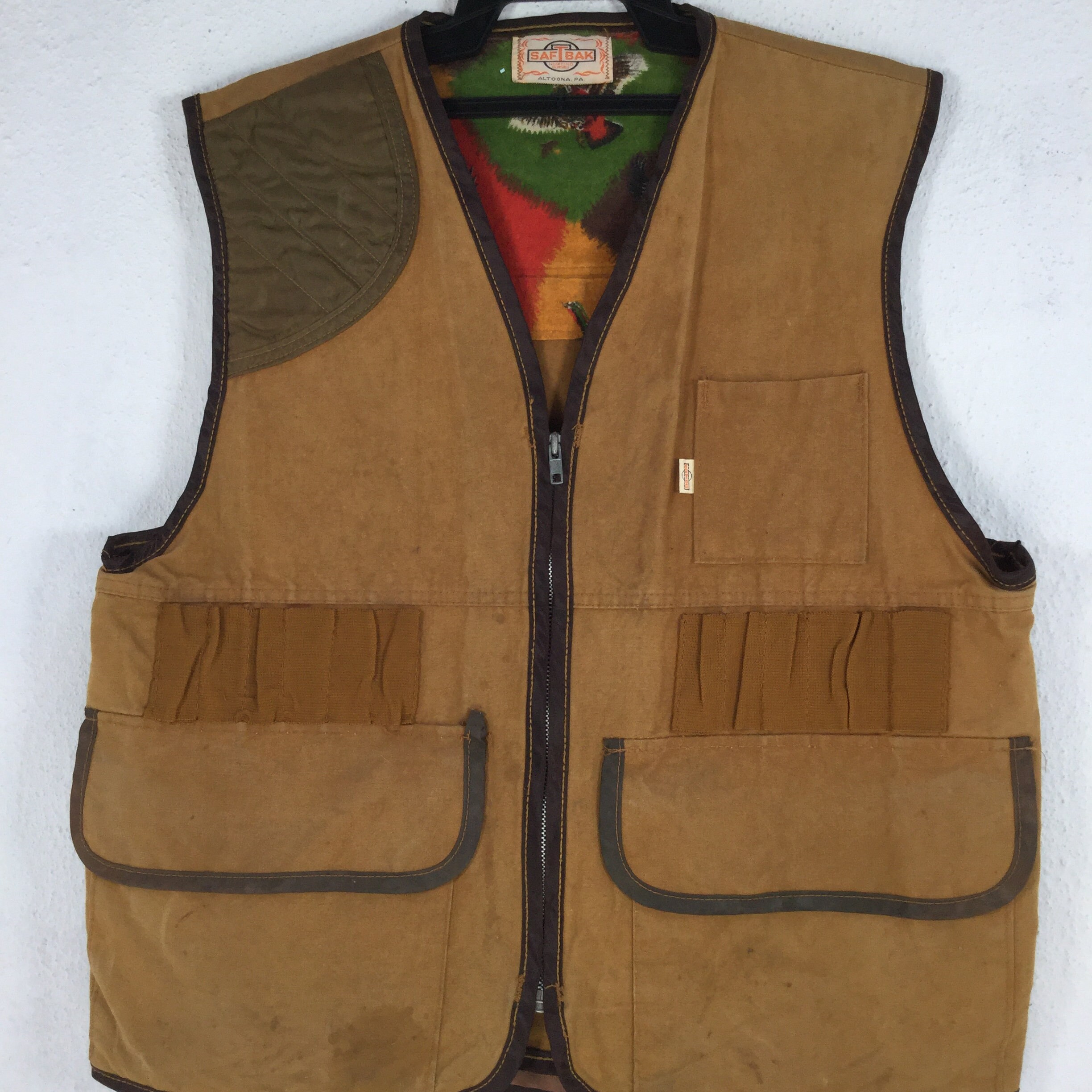 Vintage 80's SAFTBAK Hunting Vest With Pocket Medium Hunting