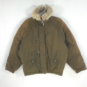 Vintage Bee NY Puffer Bomber Jacket: Green Military Fashion, Size L