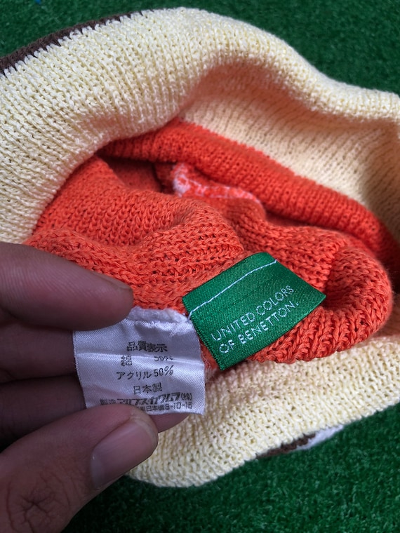 Vintage United Colors Of Benetton Vibrant Red Beret Ensemble: Dark Red with Pink & Orange main image 2