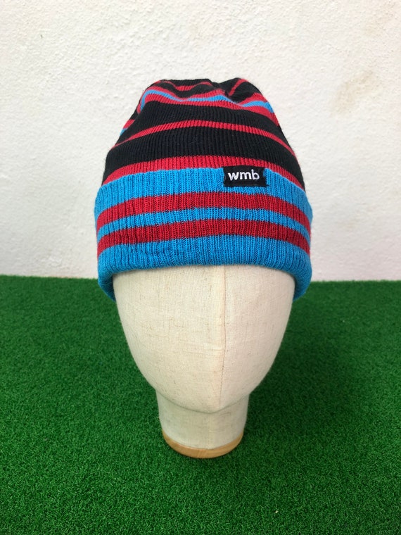 Japanese Brand WMB Stripe Beanie Hat Snow Winter Hat One Size