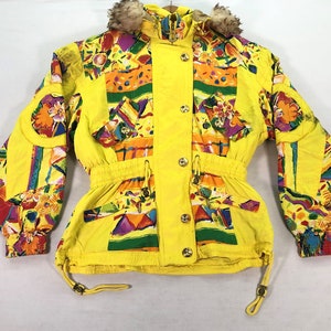 Vintage 90s Floral Ski Jacket: Cismon Women&#39;s Winter Fashion, Size L