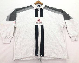 Vintage Le Coq Sportif Halber Reißverschluss Sweatshirt Pullover Retro 90er Jahre Size L
