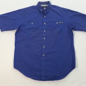 Vintage Polo Sport Work Shirt Polo Ralph Lauren Blue Workshirt Baggy Shirt Men Button Down Shirt Workwear Workers Cotton shirt Size M