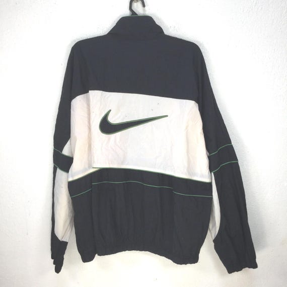 Vintage Nike Big Swoosh Windbreaker Track Top Black White Vintage Nike Big Swoosh Windbreaker Track Top Black White