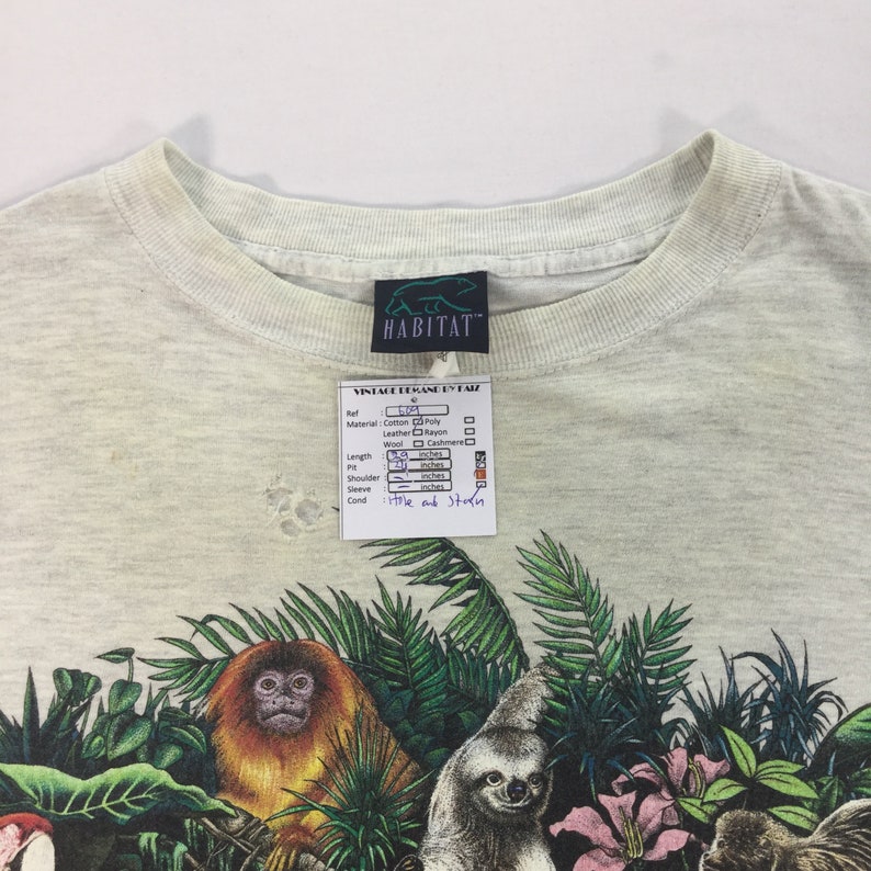 Vintage 90s HABITAT AMAZON Animal Print T Shirt Animal Art Etsy